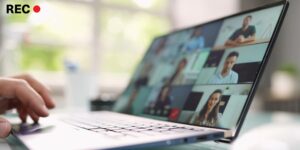 Multiple people using video conferencing software